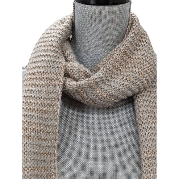 Chicos Knit Scarf Copper Gray Silver Metallic 62 Inch Winter New Without Tag - Picture 2 of 6